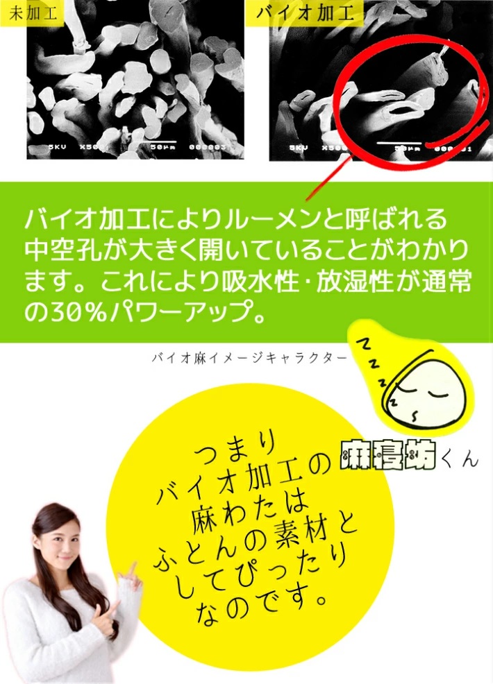 バイオ麻 高島ちぢみ 洗える掛け布団 日本